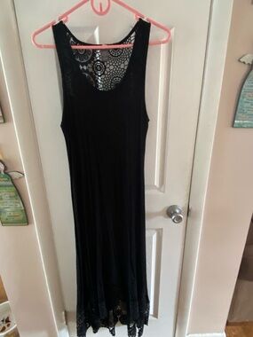 Women's Black Lace-Back High Low Maxi Dress